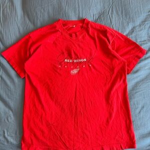 Vintage 90s Pro Player Detroit Red Wings Single Stitch T Shirt Size XL